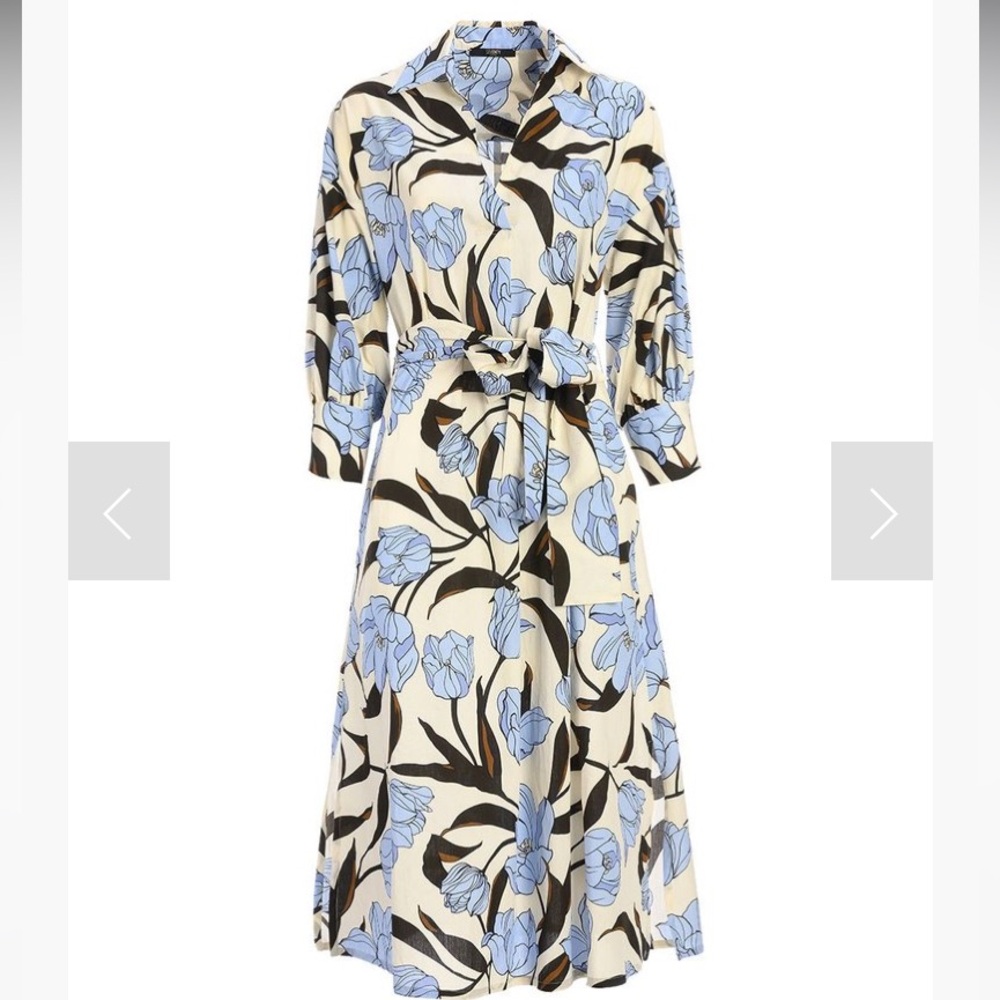 Seventy Cream Floral Shirtdress with Light Blue Blooms